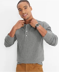 Lands' End Men's Long Sleeve Thermal Waffle Henley