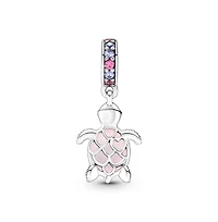 Pandora Manmade Crystals Murano Glass Pink Sea Turtle Dangle Charm