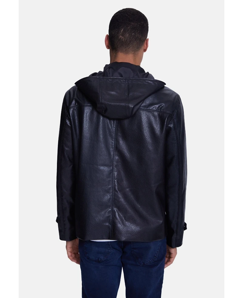 Furniq Uk Men's Leather Jacket, Elephant Black