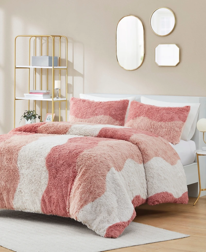 Intelligent Design Cassie Ombre Shaggy Faux Fur 3 Piece Comforter Set