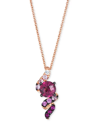 Le Vian Ombre Raspberry Rhodolite (1-1/10 ct. t.w.) Pink Sapphire Ombre (1/4 ct. t.w.) & White Sapphire (1/20 ct. t.w.) Spiral Adjustable 20" Pendant