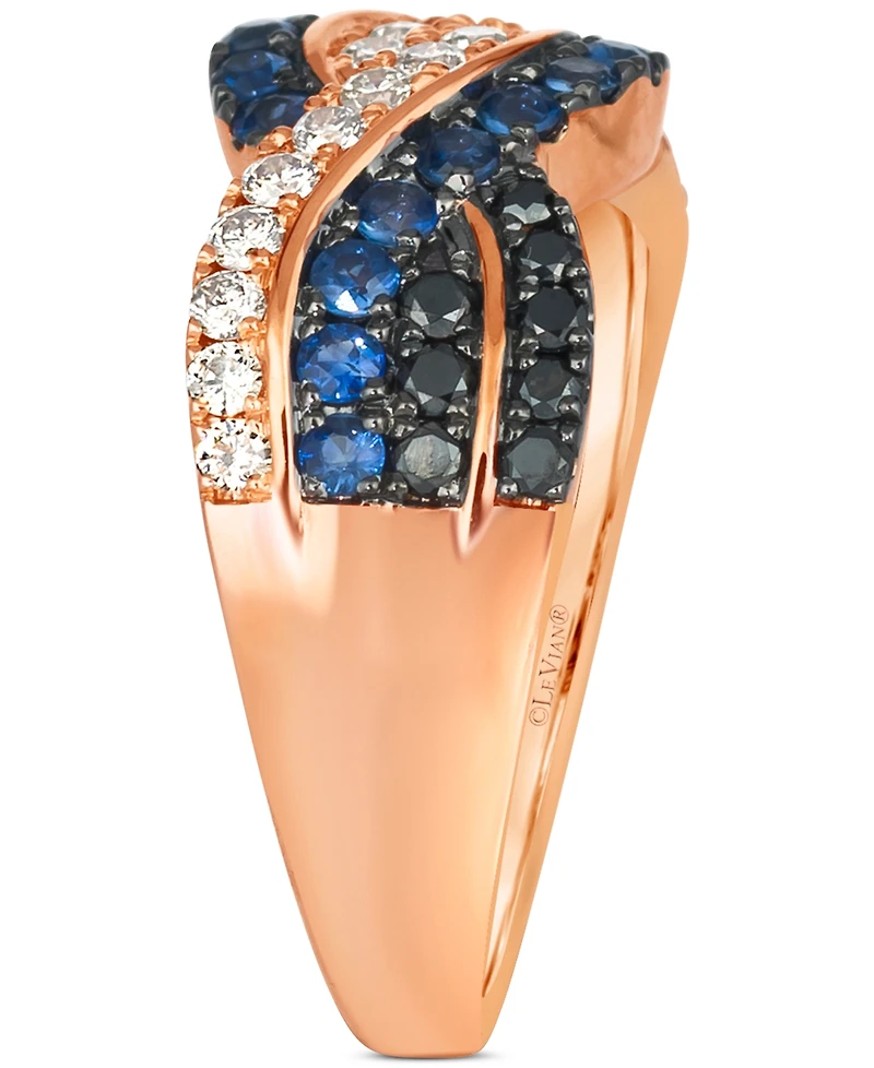 Le Vian Blueberry Sapphire (1/2 ct. t.w.) & Diamond (5/8 ct. t.w.) Crossover Ring in 14k Rose Gold