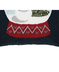 C&F Home 18" x18" Snowman and Christmas Tree in Snowglobe Holiday Winter Cotton Hooked Pillow Accent Throw Pillow
