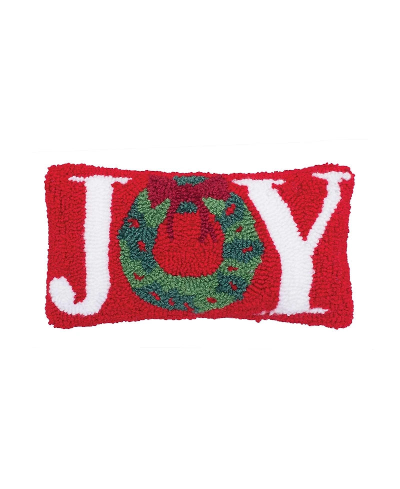 6" x 12" Joy Wreath Hooked Petite Throw Pillow