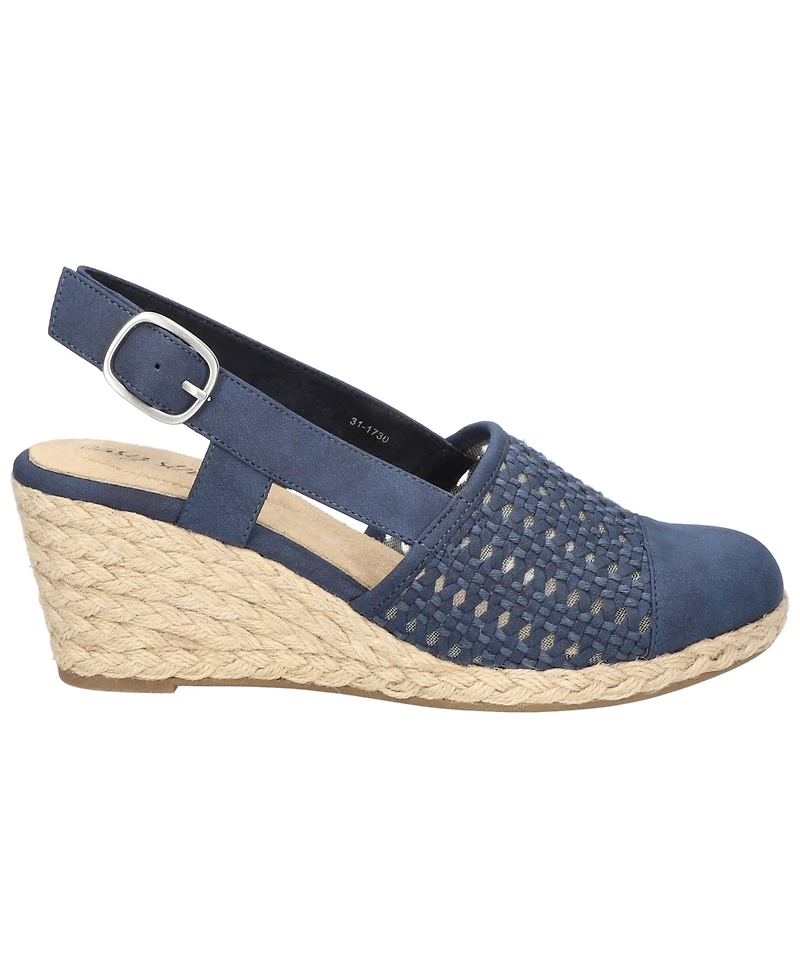 Easy Street Women's Taffy Buckle Slingback Espadrille Wedges