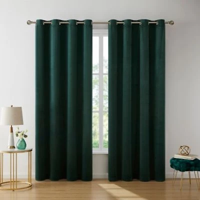 Hlc.me Sawyer Premium Luxurious Lush Velvet Soft Light Filtering Grommet Window Curtains