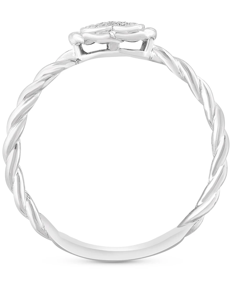 Effy Diamond Pave Heart Rope Ring (1/20 ct. t.w.) in Sterling Silver