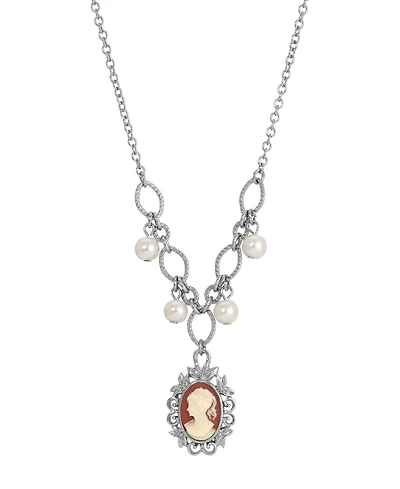 2028 Carnelian Resin Cameo Pendant Necklace