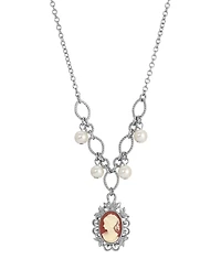 2028 Carnelian Resin Cameo Pendant Necklace