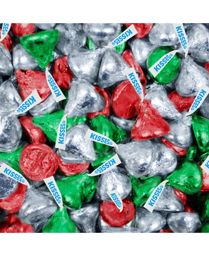 Just Candy Christmas Candy Chocolate Party Favors Hershey's Miniatures & Red, Green & Silver Kisses