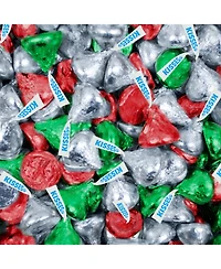 Just Candy Christmas Candy Chocolate Party Favors Hershey's Miniatures & Red, Green & Silver Kisses