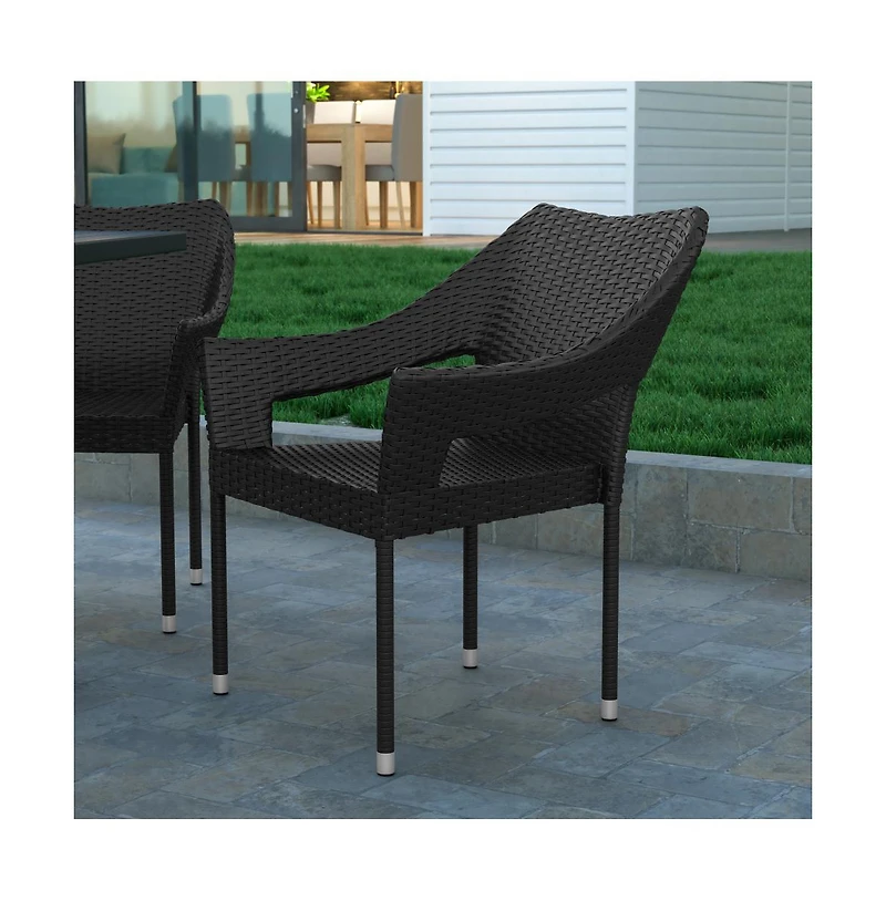 Embry All-Weather Indoor/Outdoor Stacking Patio Dining Chair With Steel Frame And Weather Resistant Pe Rattan