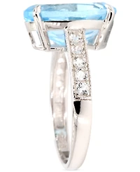 Gemstone & White Topaz (1 ct. t.w. ) Oval Ring in Sterling Silver (Also in Gold-Plated Sterling Silver)