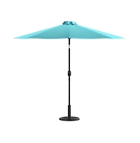 Bali Patio Umbrella With Base - 9' Polyester Patio Umbrella - 30+ Uv Protection - Waterproof Cement Base With 1.5" Diameter Aluminum Pole