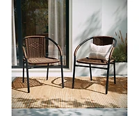 Pack Rattan Indoor-Outdoor Restaurant Stack Chair With Curved Back