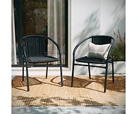 Pack Rattan Indoor-Outdoor Restaurant Stack Chair With Curved Back