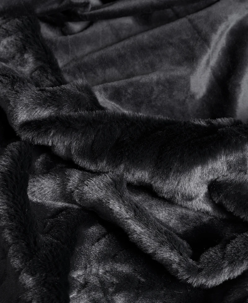 Lucky Brand Embossed Cable Faux Fur Throw, 50" x 70"