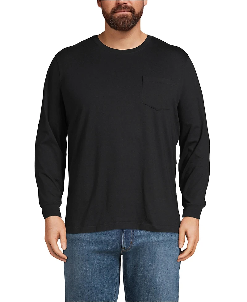 Lands' End Big & Tall Super-t Long Sleeve T-Shirt with Pocket