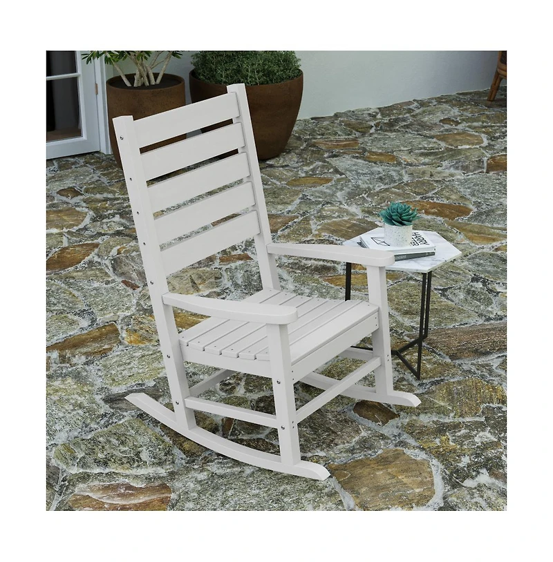 Fielder Contemporary Rocking Chair, All-Weather Hdpe Indoor/Outdoor Rocker
