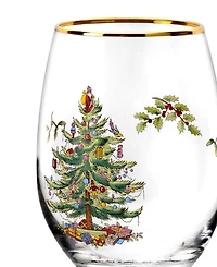 Spode Christmas Tree Stemless Wine Glasses, Set of 8