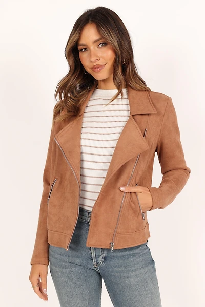 Petal and Pup Womens Spencer Faux Suede Moto Jacket