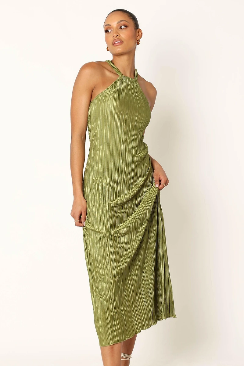 Petal and Pup Womens Melody Plisse Halter Maxi Dress