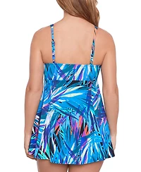 Swim Solutions Women's Printed Bow-Front Swim Dress, Created for Macy's