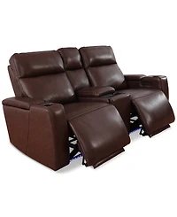 Greymel 74" Zero Gravity Leather Loveseat with Console and Power Headrests, Created for Macy's
