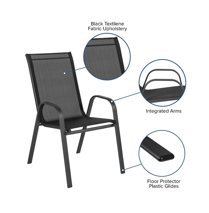 5 Pack. Outdoor Stack Chair With Flex Comfort Material And Metal Frame