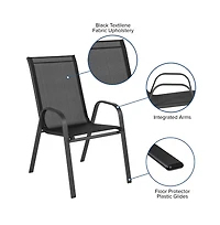5 Pack. Outdoor Stack Chair With Flex Comfort Material And Metal Frame