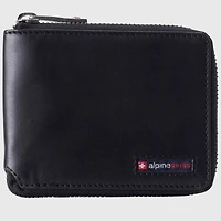 Alpine Swiss Unisex Rfid Safe Zipper Wallet Genuine Leather Zip Around Bifold