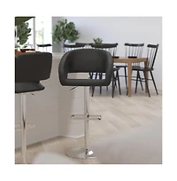 Rothko Modern Bar Stool Rounded Mid-Back Stool With Height Adjustable Swivel Seat