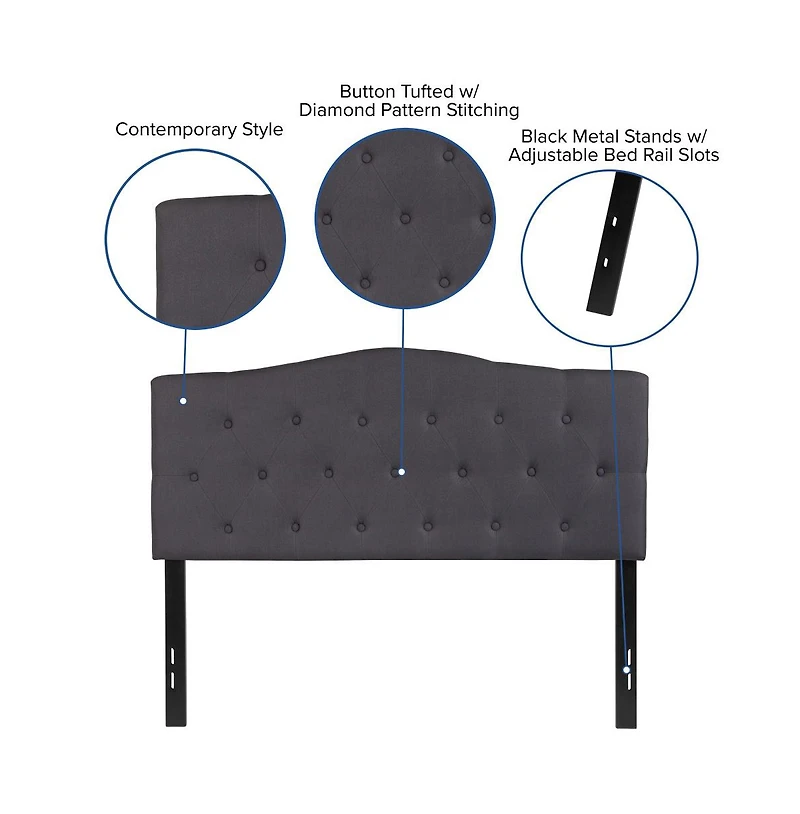 Arched Full Button Tufted Upholstered Headboard
