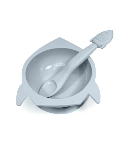 Kushies Silicone Suction Bowl and Spoon Set, Unbreakable, Microwave Safe