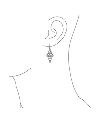 Bridal Statement Waterfall Multi Teardrop Marquise Big Dangle Chandelier Earrings For Women Prom Rhodium Plated Brass