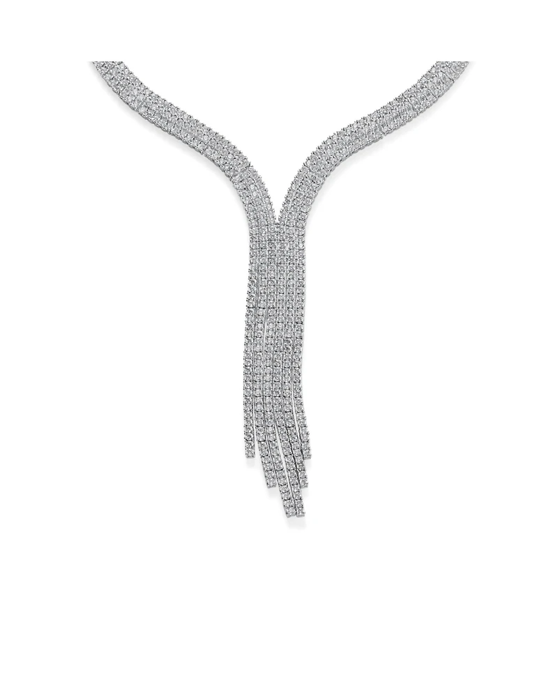 Bling Jewelry Art Deco-Inspired Y Fringe Tassel Statement Collar Necklace Cubic Zirconia Cz