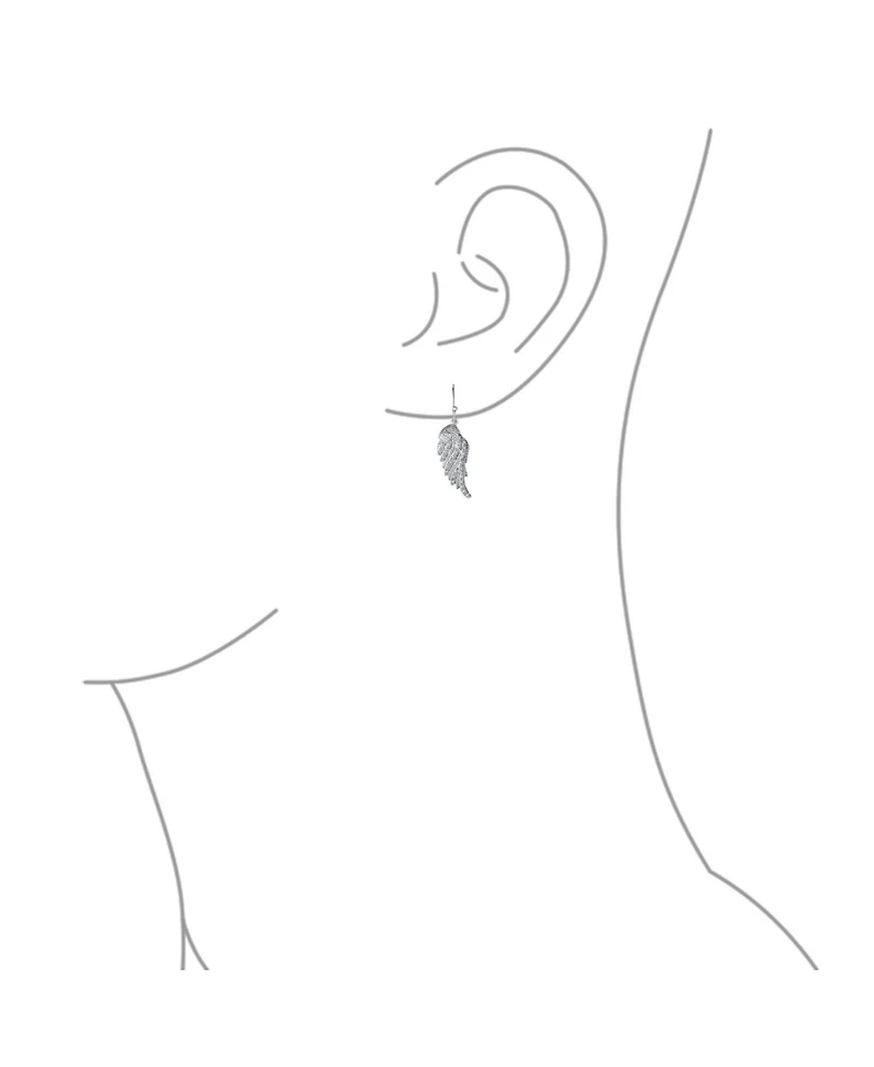 Bling Jewelry Heavenly Spiritual Symbol Cubic Zirconia Pave Cz Guardian Angel Wing Feather Lever back Dangle Earrings Sterling Silver French Wire