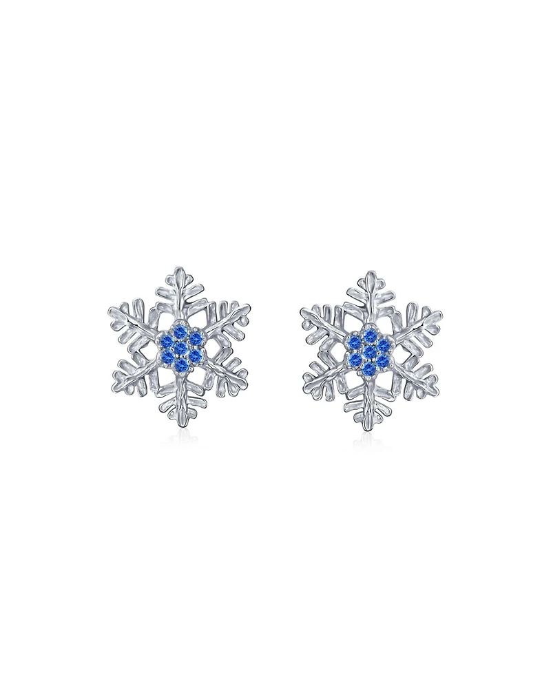 Bling Jewelry Petite Holiday Cz Cubic Zirconia Snowflake Stud Earrings Sterling Silver