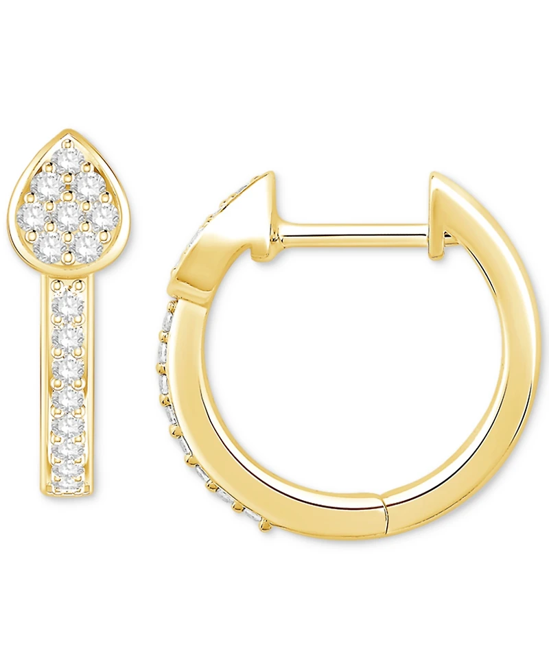 Diamond Teardrop Cluster Small Hoop Earrings (1/5 ct. t.w.) in 10k Gold