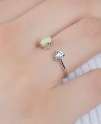 Simulated Opal (3/4 ct. t.w.) & Cubic Zirconia Cuff Ring in Sterling Silver, Exclusively at Macy's