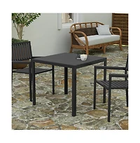 Tristan All-Weather Indoor/Outdoor Square Patio Dining Table For 4 With Steel Frame And Poly Resin Slatted Top