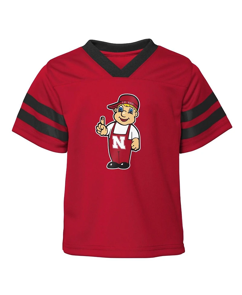 Toddler Boys and Girls Scarlet Nebraska Huskers Two-Piece Red Zone Jersey Pants Set