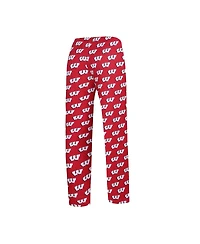 Women's Concepts Sport White, Red Wisconsin Badgers Long Sleeve V-Neck T-shirt and Gauge Pants Sleep Set