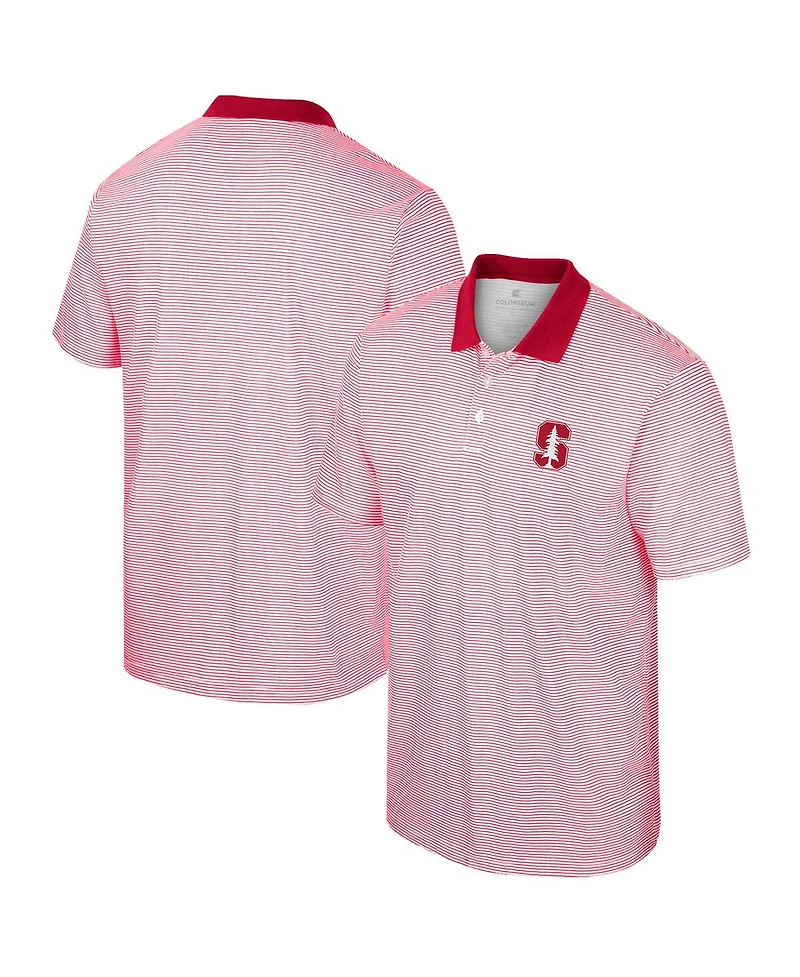Men's Colosseum Red Stanford Cardinal Print Stripe Polo Shirt