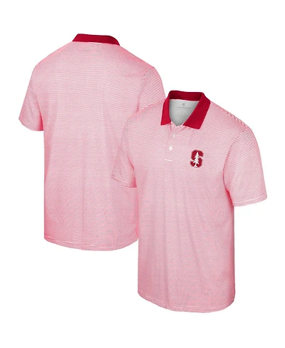 Men's Colosseum Red Stanford Cardinal Print Stripe Polo Shirt