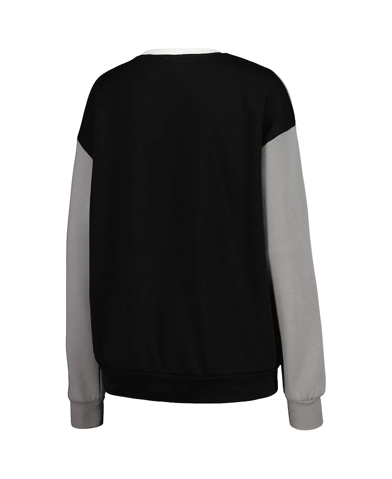 Women's Gameday Couture White, Black South Carolina Gamecocks Vertical Color-Block Pullover Sweatshirt