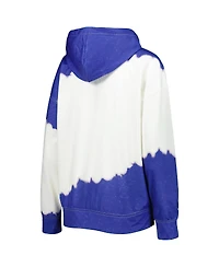 Women's Gameday Couture White, Royal Distressed Kansas Jayhawks For the Fun Double Dip-Dyed Pullover Hoodie