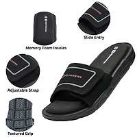 Alpine Swiss Men's Gabe Men Slide Sandals Shock-absorbing Foam Insole for Arch Support Adjustable Strap Athletic Anti-Slip Traction Eva O