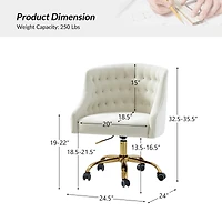 Hulala Home Modern Cute Velvet Desk Chair with Gold Base for Living Room,Bedroom