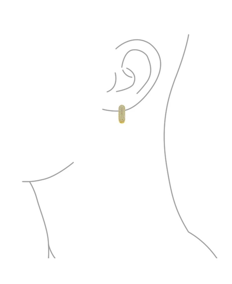 Bling Jewelry Cubic Zirconia Micro Pave Cz Slender Huggie Hoop Earrings Yellow Gold Plated